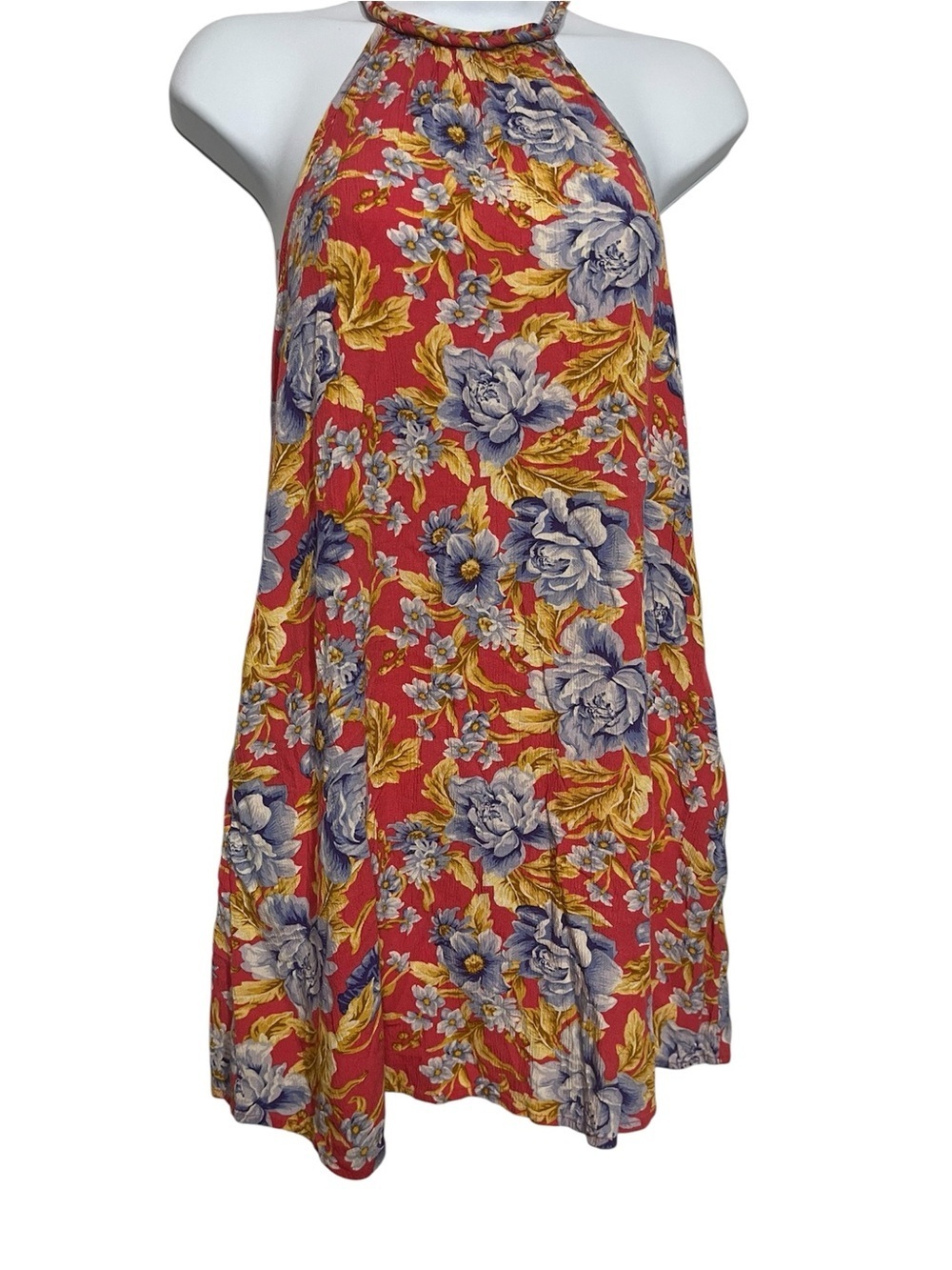 American Eagle Floral Halter Swing Dress Size XS Beach Summer Sundress Pockets